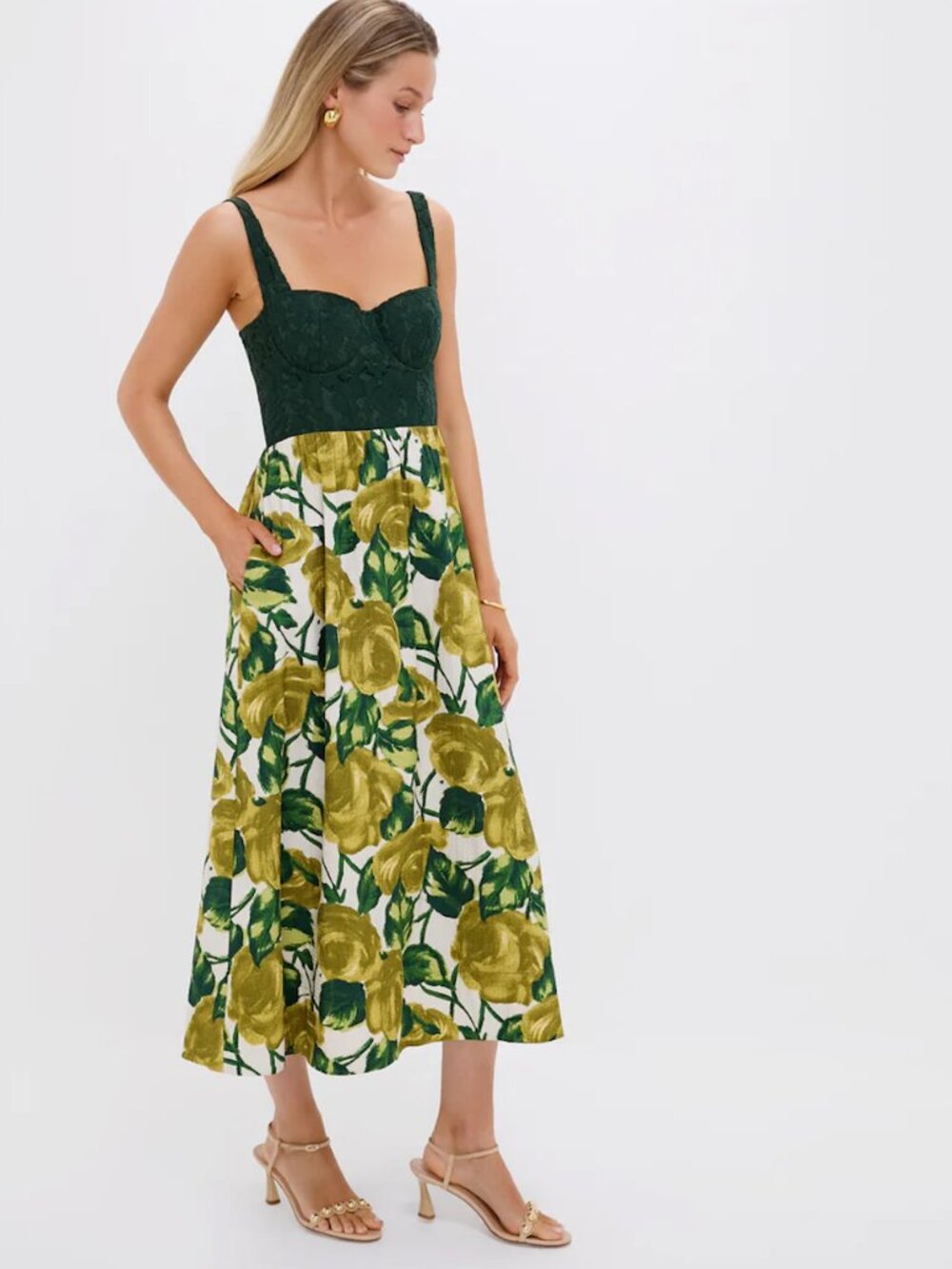Tuckernuck Giverny Gardens Green Floral Wedding Guest Maria Dress Size 6